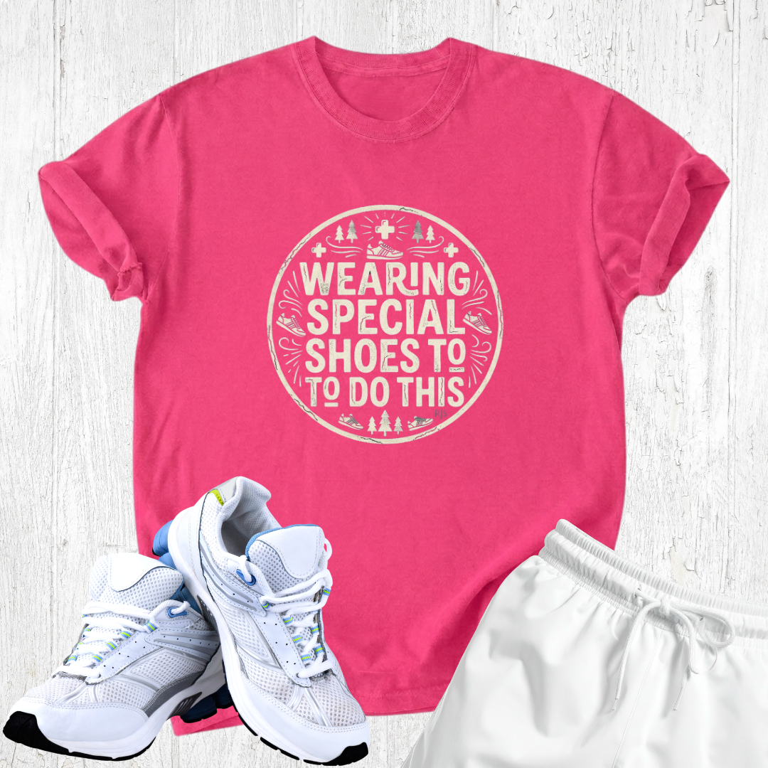 Wearing special shoes to do this