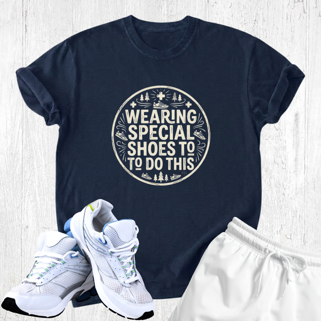 Wearing special shoes to do this